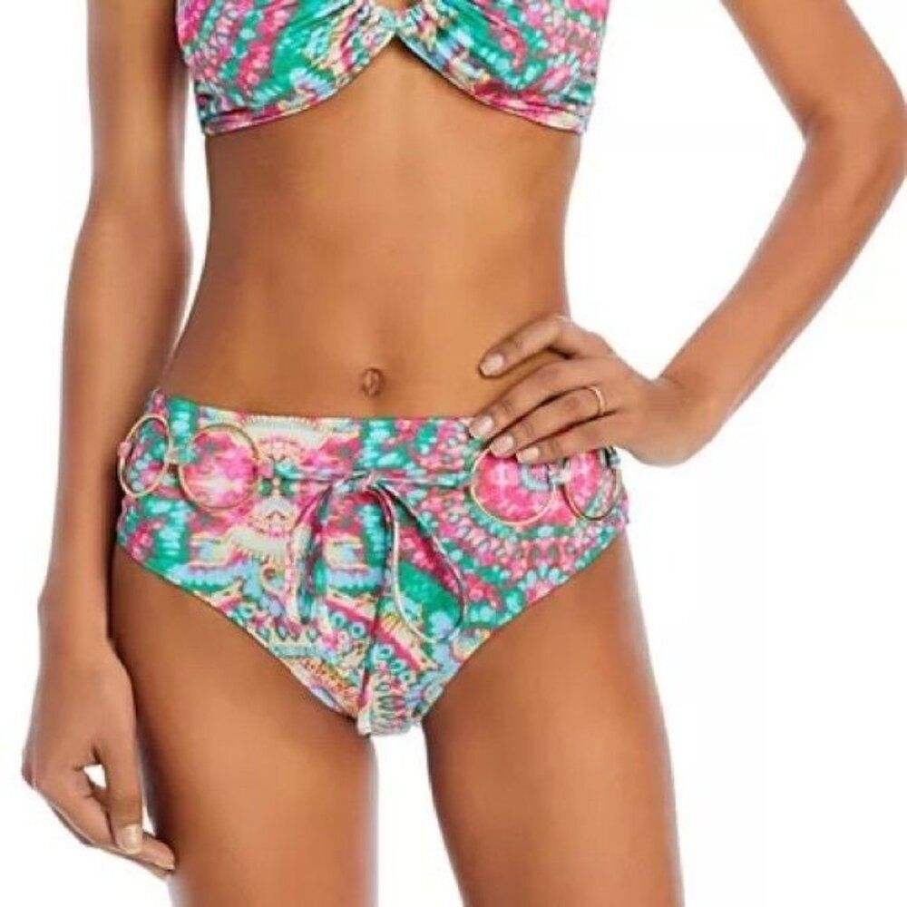 Ramy Brook Palais-Printed Kimber Bikini Bottoms Size M